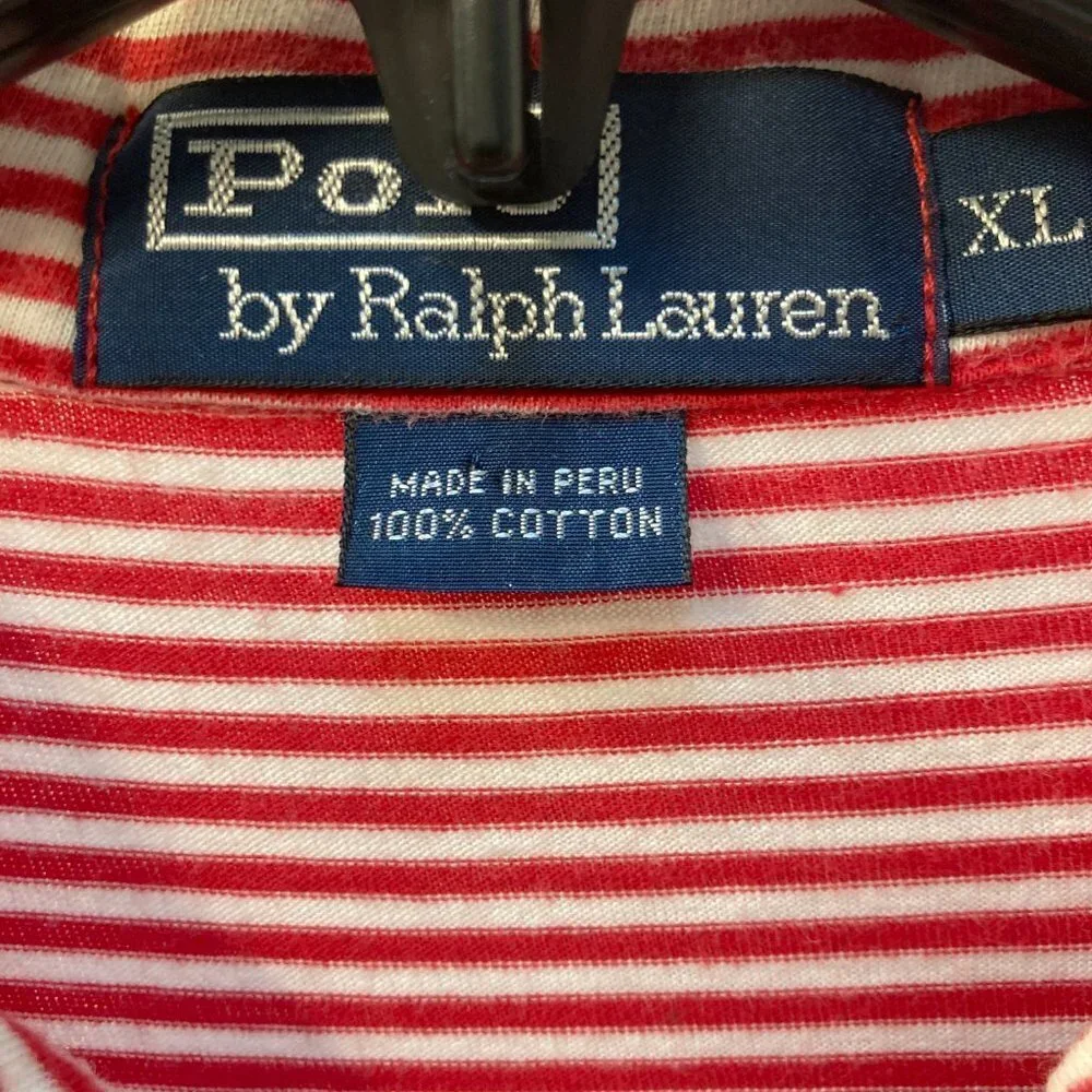 Polo by Ralph Lauren Red White Striped Polo Size XL